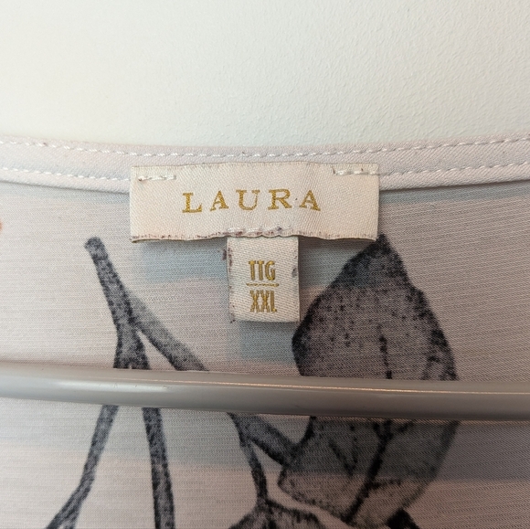 Laura plus Size Women Shirt Short Sleeve Leaves Pattern Size XXL - Picture 4 of 7